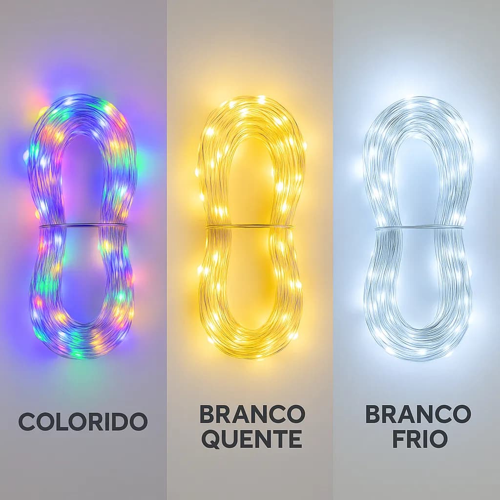 Pisca Pisca Led 10m 100 Leds Tomada Natal Qualidade Premium 3 COR 127/220v