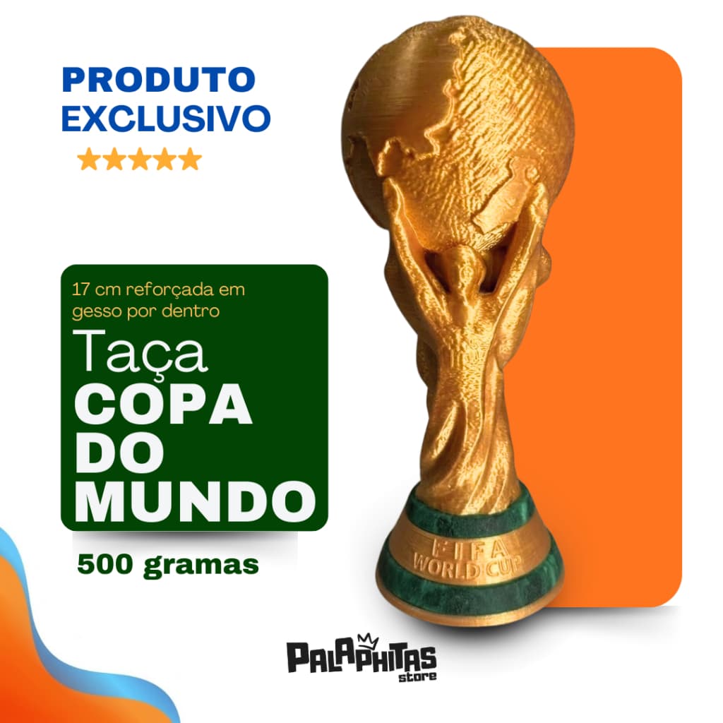 Troféu Copa do Mundo 17cm PLA Premium - Alta Qualidade + Brinde