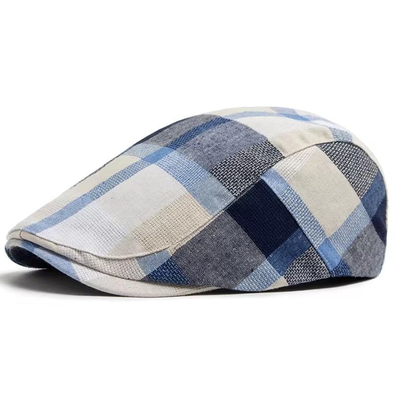 Cap Boina Bulier Modas Inglesa Shelby Xadrez Listrada Bege Azul Cinza Italiana Moderna