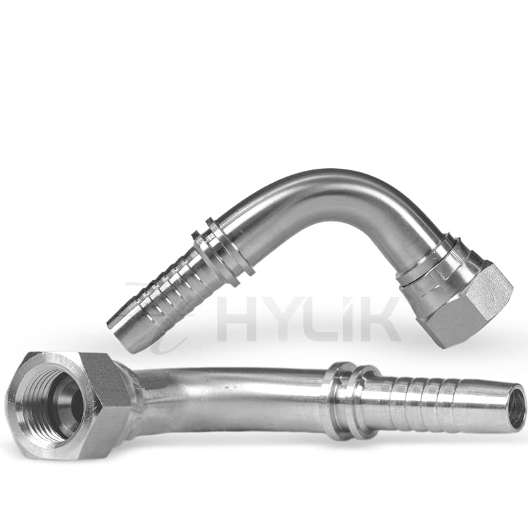 Terminal Hidráulico Fêmea Giratória JIC 37° Curva 90° 3/4" × 1/2" Alta Pressão