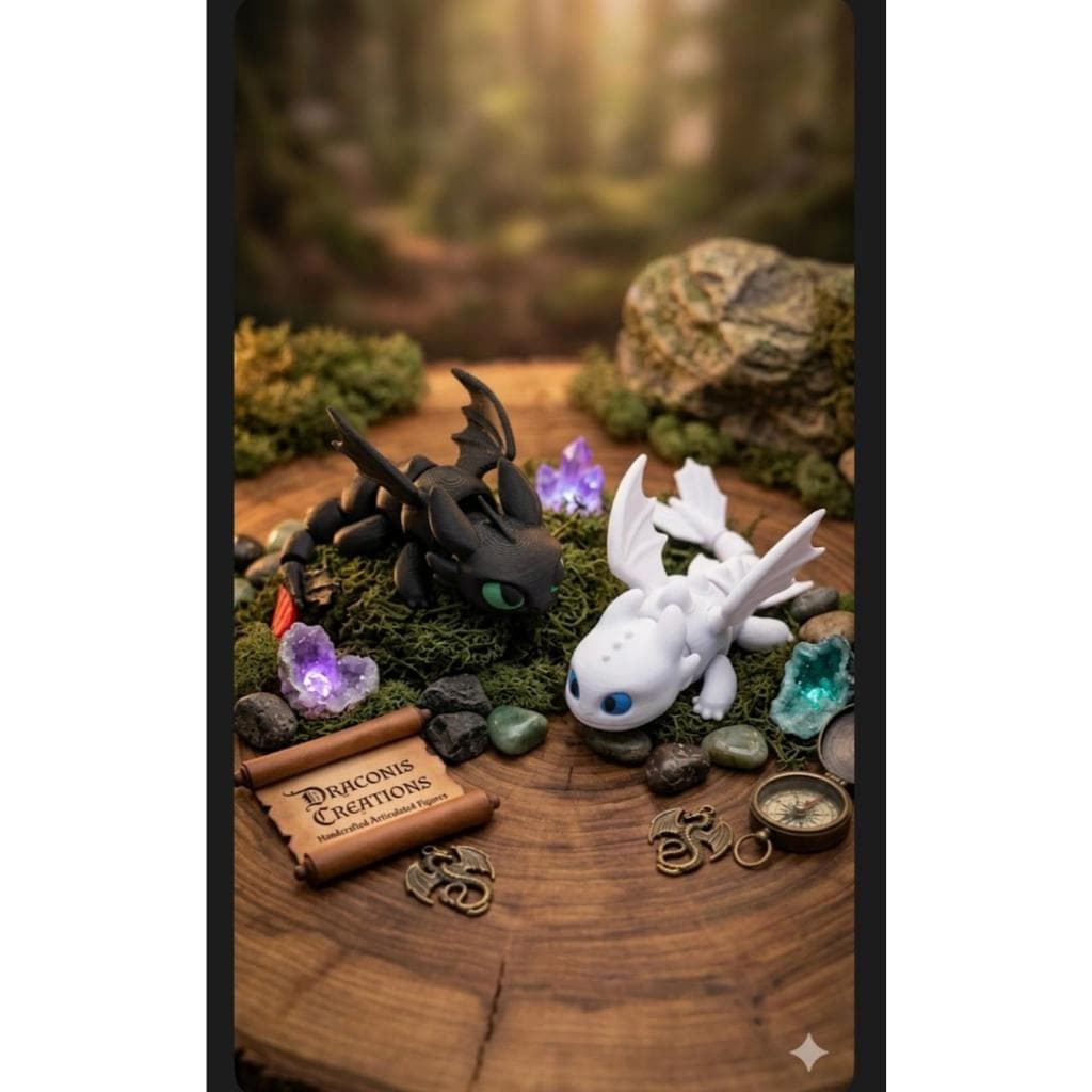 Dragões Articulados Fúria da Noite e Fúria da Luz – Dragões Articulados  | Miniaturas Colecionáveis Decorativa