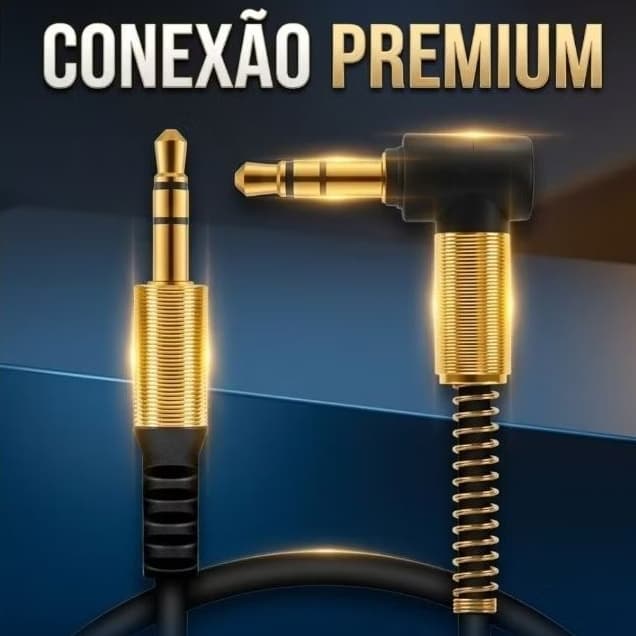 Cabo P2 Auxiliar P2 x P2 90 graus 1 metro Emborrachado Colorido AUX-90