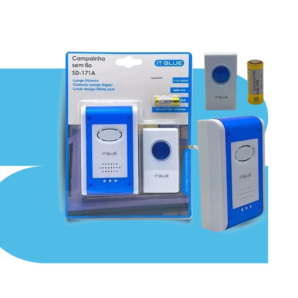 Campainha Sem Fio Residencial Bivolt Resistente a Água com Bateria