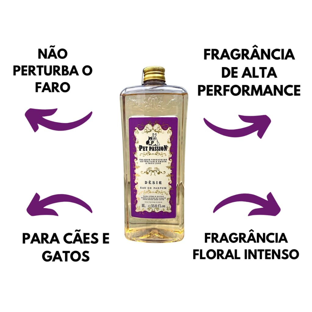 Perfume Desir 1l Pet Passion Para banho Perfume pet de alta fixação importado Perfume 1 litro