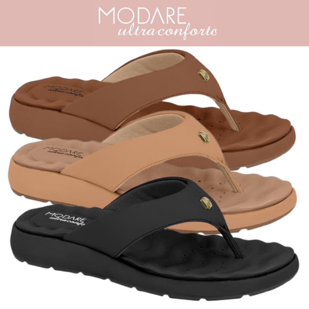 Chinelo Nobuck Modare Feminino Ortopédico Ultraconforto Esporão Macio Sandália Original 7222.101