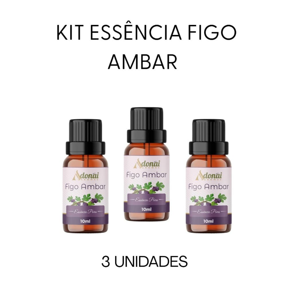 Kit 3 Essência Aromática Figo Ambar 10ml Adonai Difusol Elétrico Umidificador