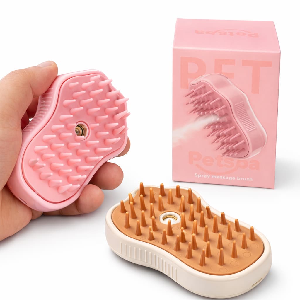 Escova Pet Elétrica 3 em 1 com Vaporizador USB – Patinha PetSpa