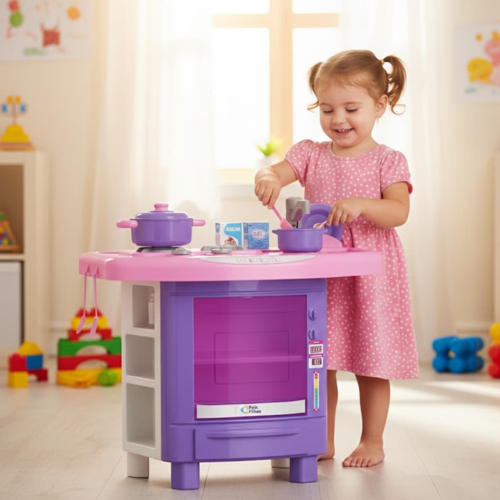 Brinquedo Cozinha mini Faz de conta Brincar casinha, fogão, panelinha e utensílios  35 cm