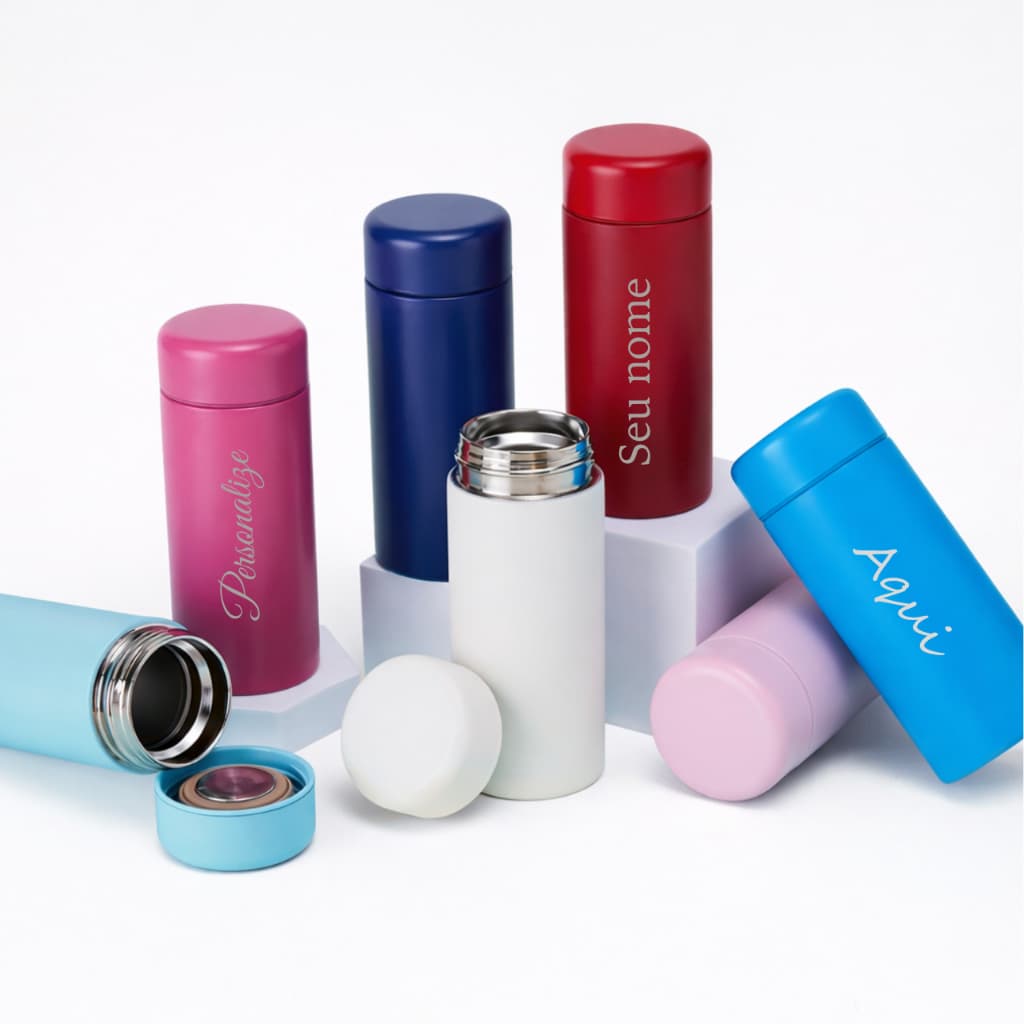Garrafa mini Térmica 200 ml personalizada a laser pequena garrafinha para lancheira/bolsa
