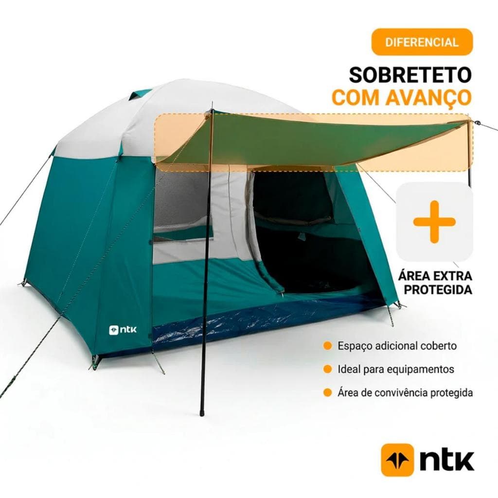Barraca de Camping Hut GT 8 a 9 Pessoas com Tela Mosquiteiro e Sobreteto