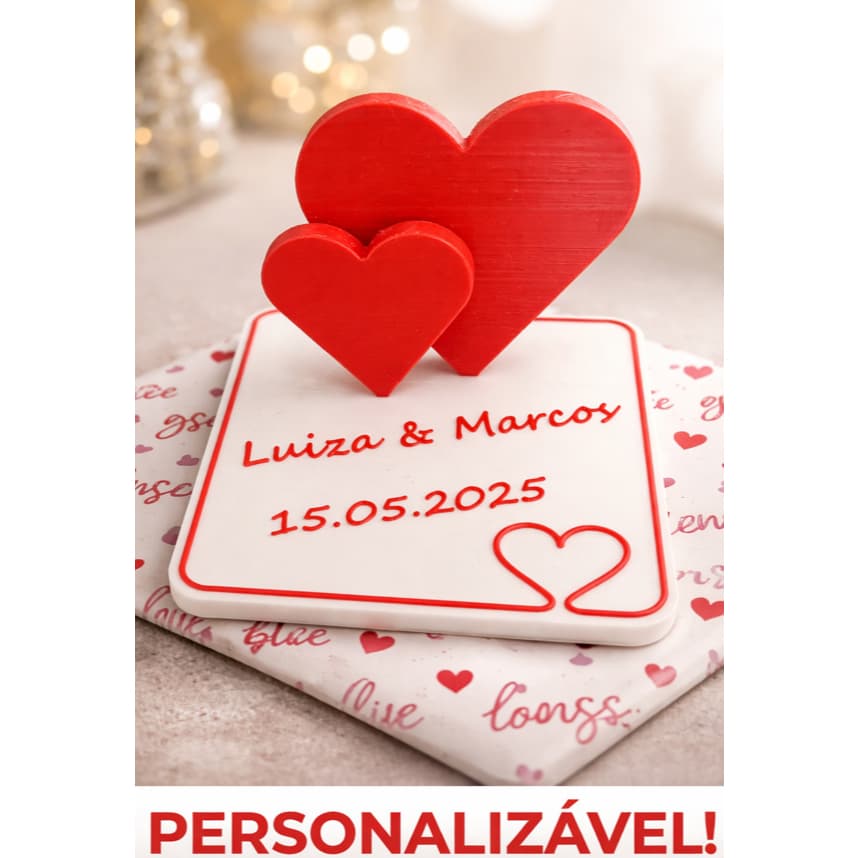 Lembrancinha Personalizada Casamento Data + Nome - Aliança e/ou Coração