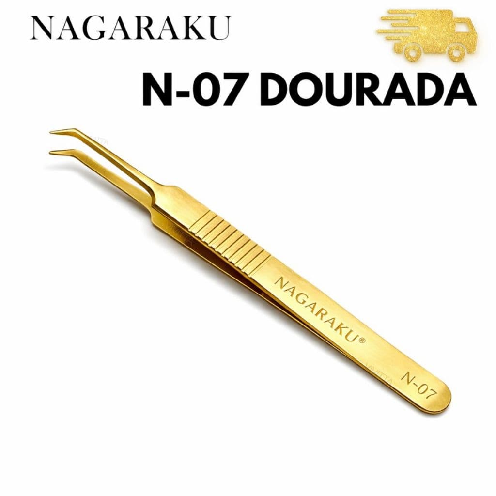 Pinça N07 Dourada Extensão de Cílios Fio a Fio Brasileiro Russo Alongamento Nagaraku Envio Rápido