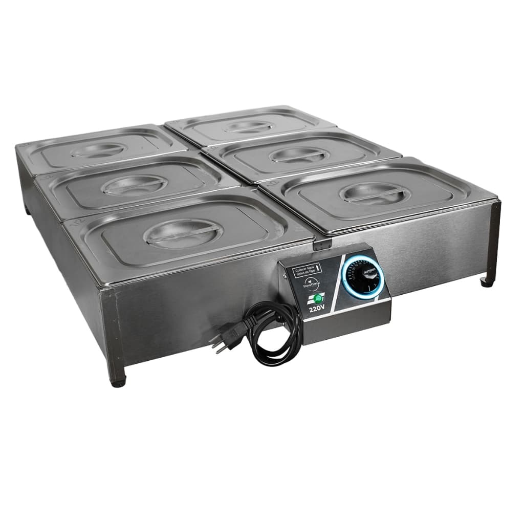 Rechaud Buffet Térmico 6 Cubas Elétrico Buffet Inox Escovado