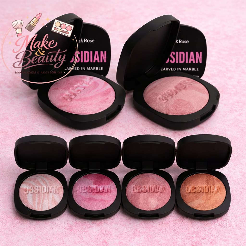Blush Ruby Rose Carved In Marble Obsidian – Multifuncional, Iluminador e Sombra HB-1002