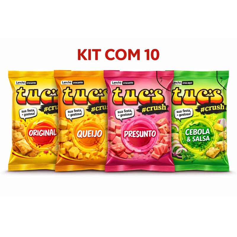 Kit 10 pacotes de Biscoito Salgado Lanche - Bolacha Sortida - Lanche - festa - evento salgadinho kit