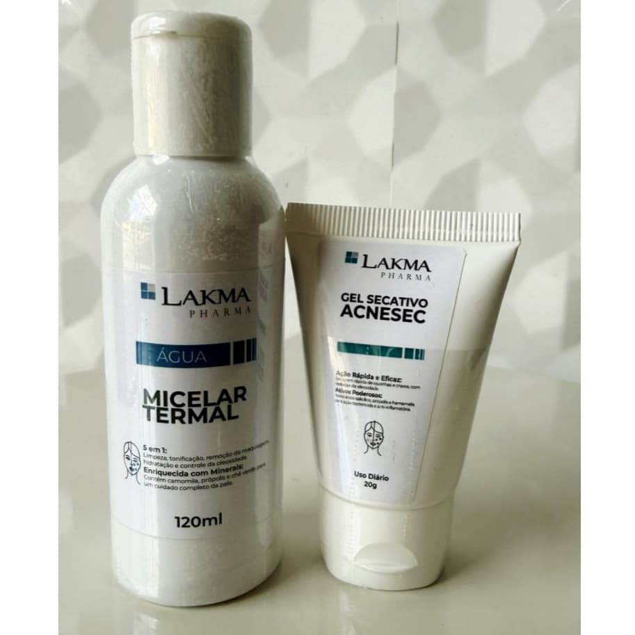 Kit para Peles Oleosas e Acneicas Lakma (Gel Secativo Acnesec 20g + Agua Micelar Termal 120ml)