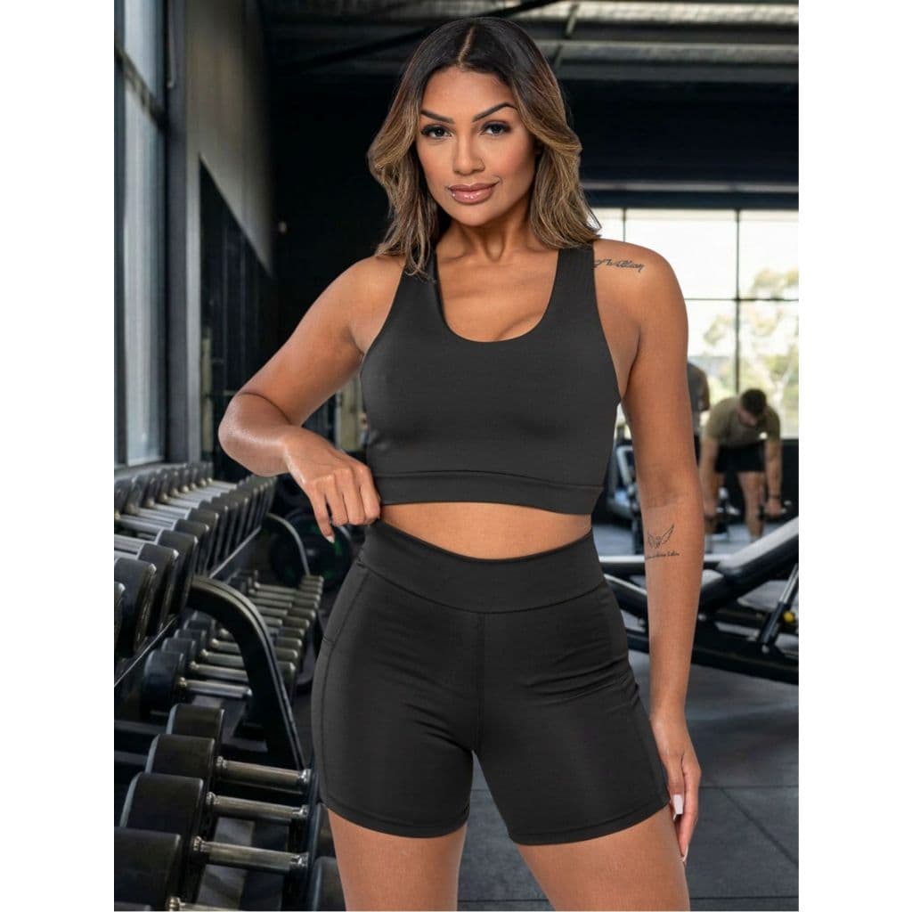 Top Feminino Virginia Academia Fitness Alta Sustentação Sem Bojo Compressão Treino Musculação Confortável Estilo