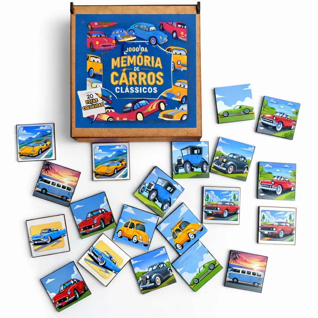 Jogo da Memória Carros Infantil Brinquedo Pedagógico