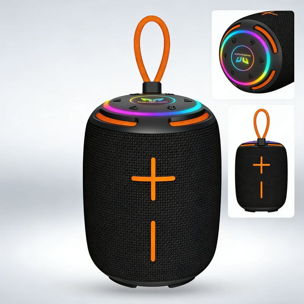 Caixa Som Portátil Bluetooth 5.3 Potente Bateria De Longa Duração A Prova D'água Luzes Coloridas