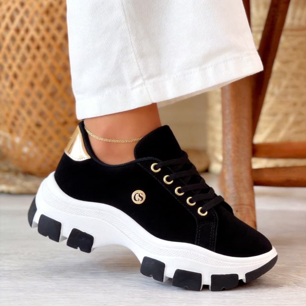 Tênis Casual Feminino Chunky Solado Alto Tratorado Leve Confortável