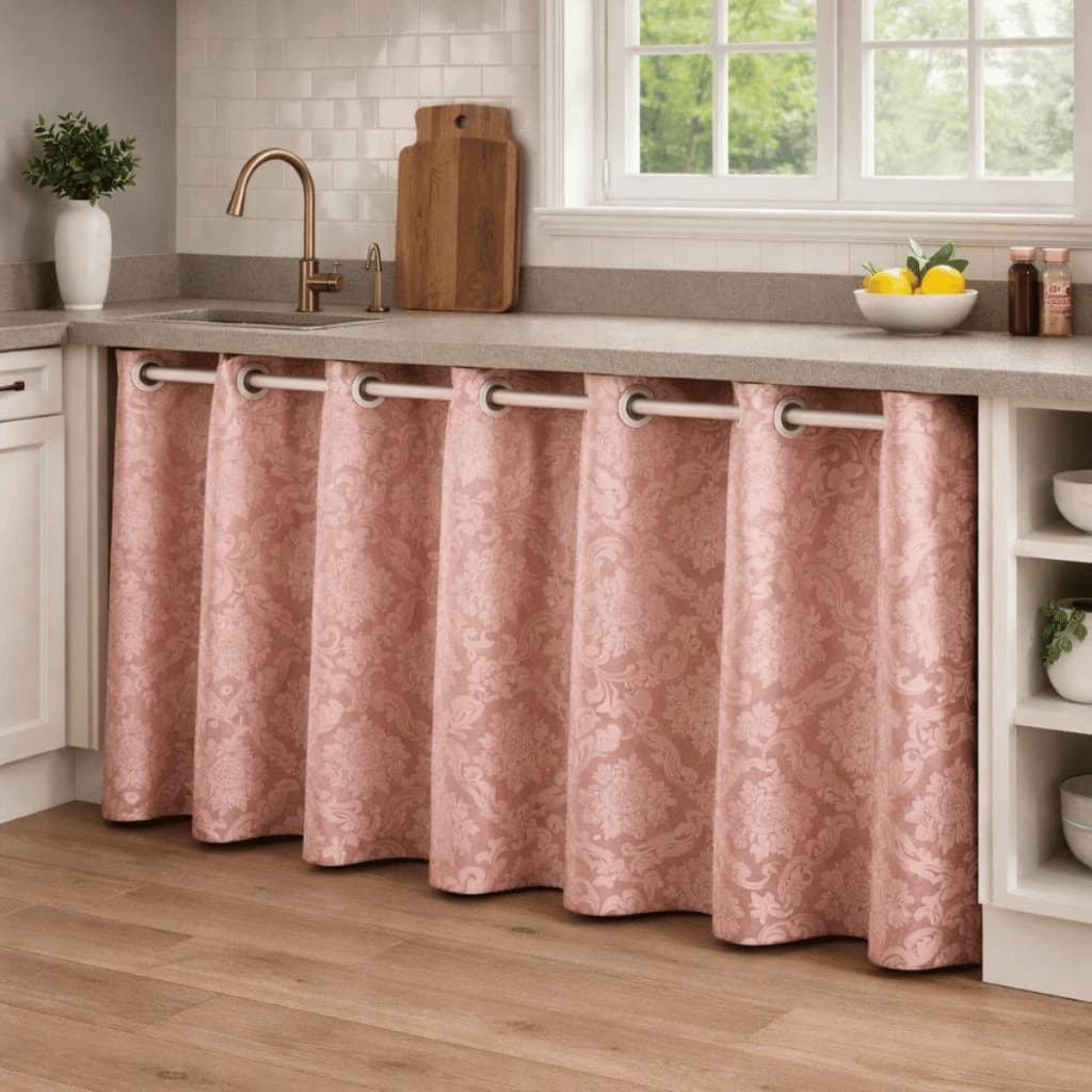 Cortina Pia de Cozinha Jacquard 1,30 largura x 0,80 altura Decoração Todas com ILHOS