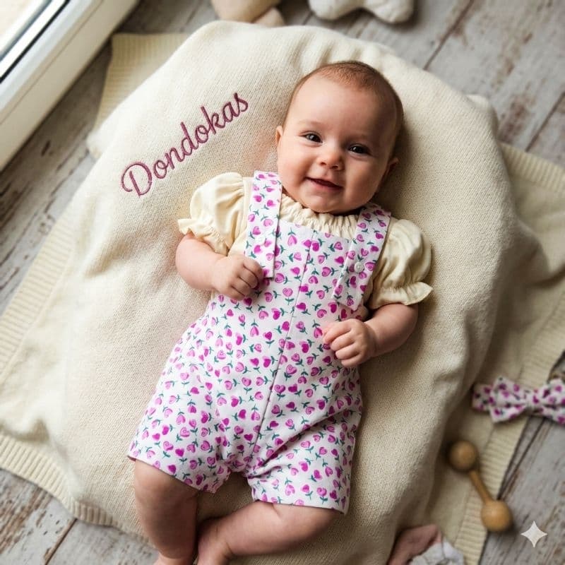 Macacão Jardineira com Blusa Ciganinha Sortida Salopete Romper Roupa Bebê Menina Até 6 Meses