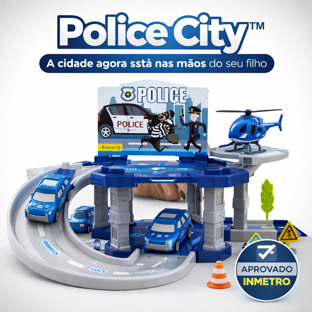🔥 Brinquedo Estação Policial com Carrinhos e Helicóptero 🔥