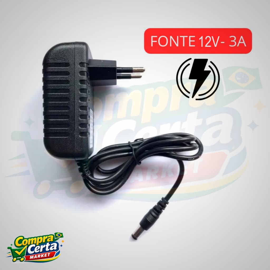 Fonte Carregador Para Caixa de Som 12v Amvox Bravox Lenoxx Trc Multilaser
