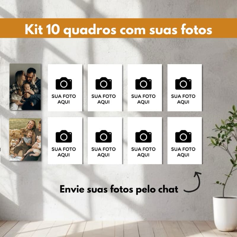 quadro decorativo kit com 10 peças personalizado MDF 10x15 para sala quarto casa envie sua foto