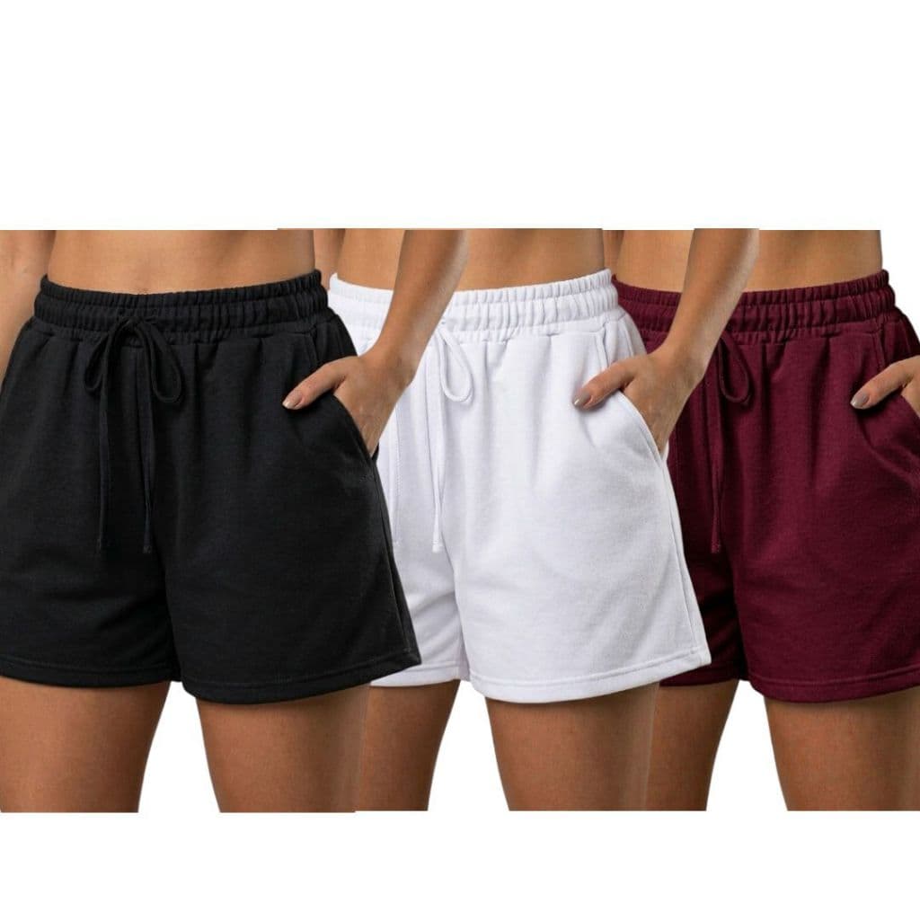 Kit 3 Shortinho Feminino Bermuda Feminina Short Moletinho  Moletom Básico Para Seus Dias Shortinho Confortável