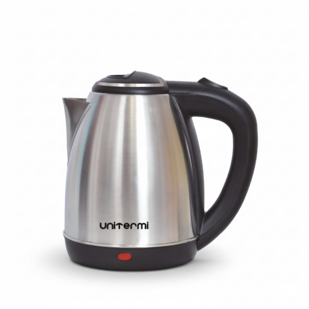 Chaleira Elétrica Térmica Bule Com Tampa 1,8L Unitermi Jarra 1200W Potência Prateada Inox Café Chá