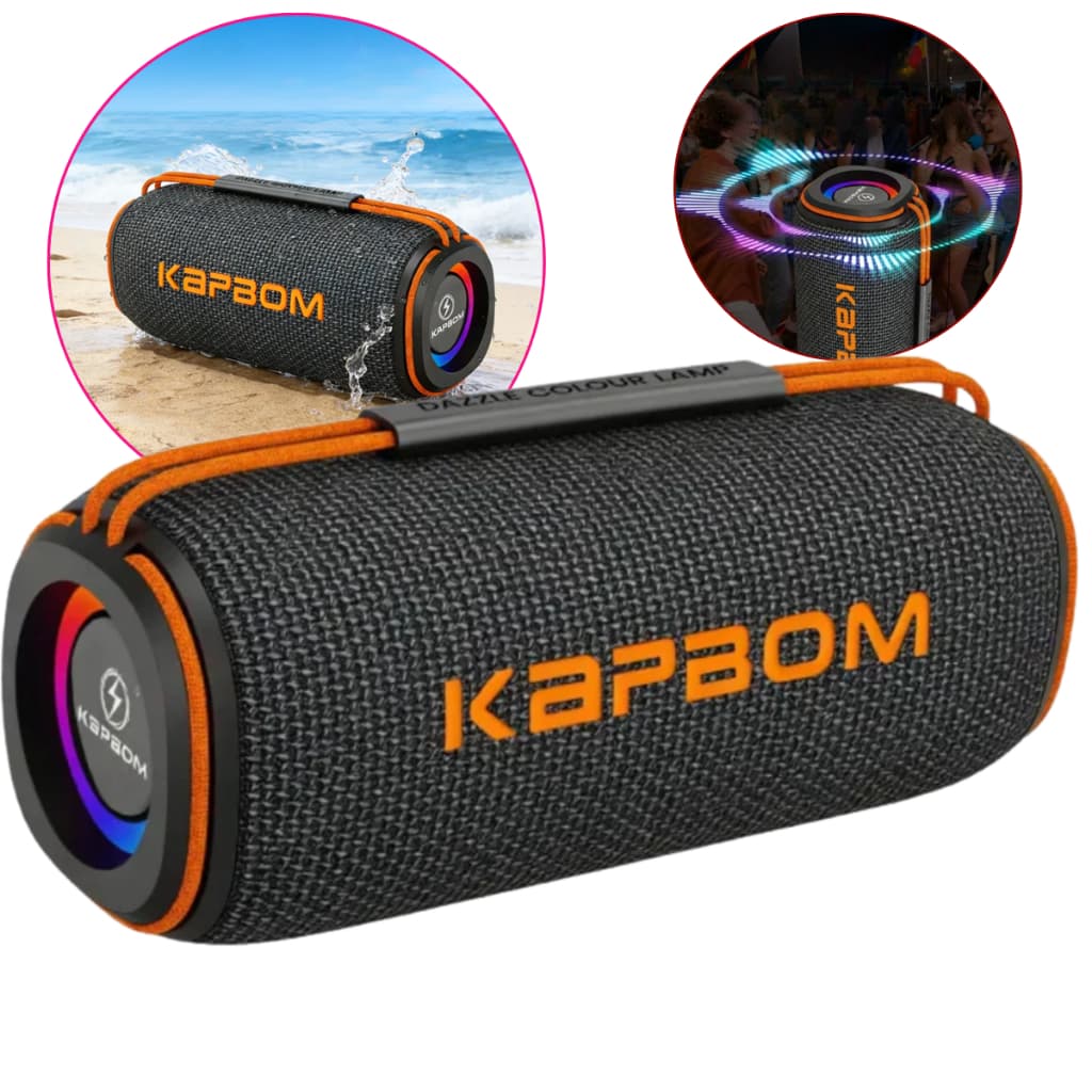 Caixa  De Som Potente Bluetooth Portátil 60w Impermeável Ipx4 Preto com Radio FM  Luzes Led RGB e Alça Flexivel