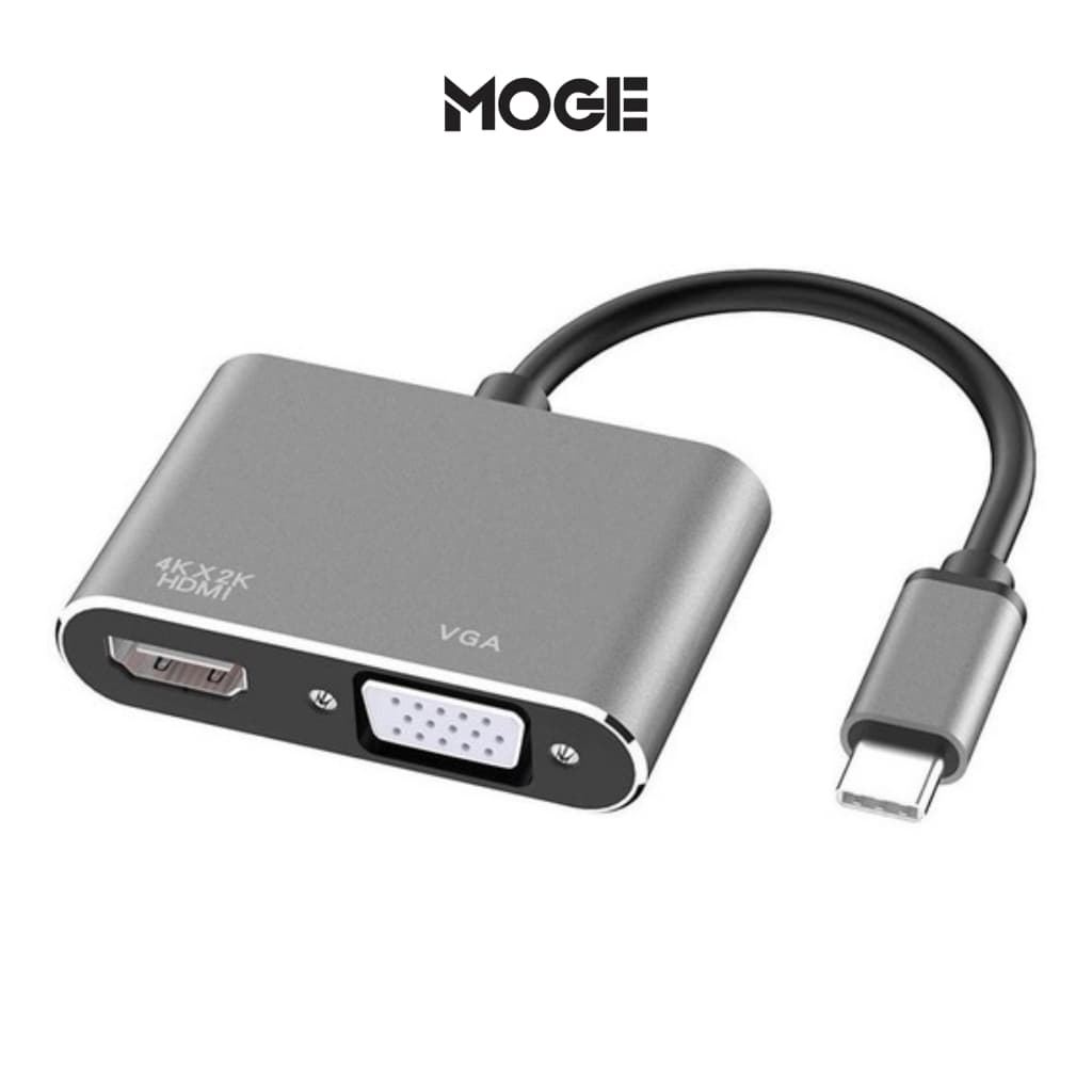 Adaptador USB-C para HDMI + VGA Knup KP-AD119 | 2 em 1 | 4K | Plug & Play