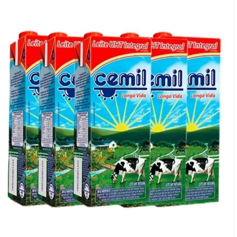 Leite integral cemil 1l-caixa 12 unidades longa vida puro e leve.envio imediato