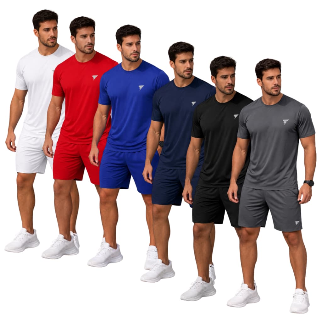 Conjunto Masculino Camisa Básica Manga Curta + Bermuda Dry Fit Conjunto Para Jogar Bola Masculino