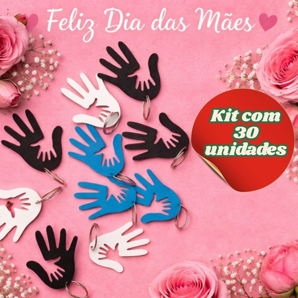 Chaveiro brinde de mão mãe e filho ótimo para dar de lembrancinha, presente dia das mães