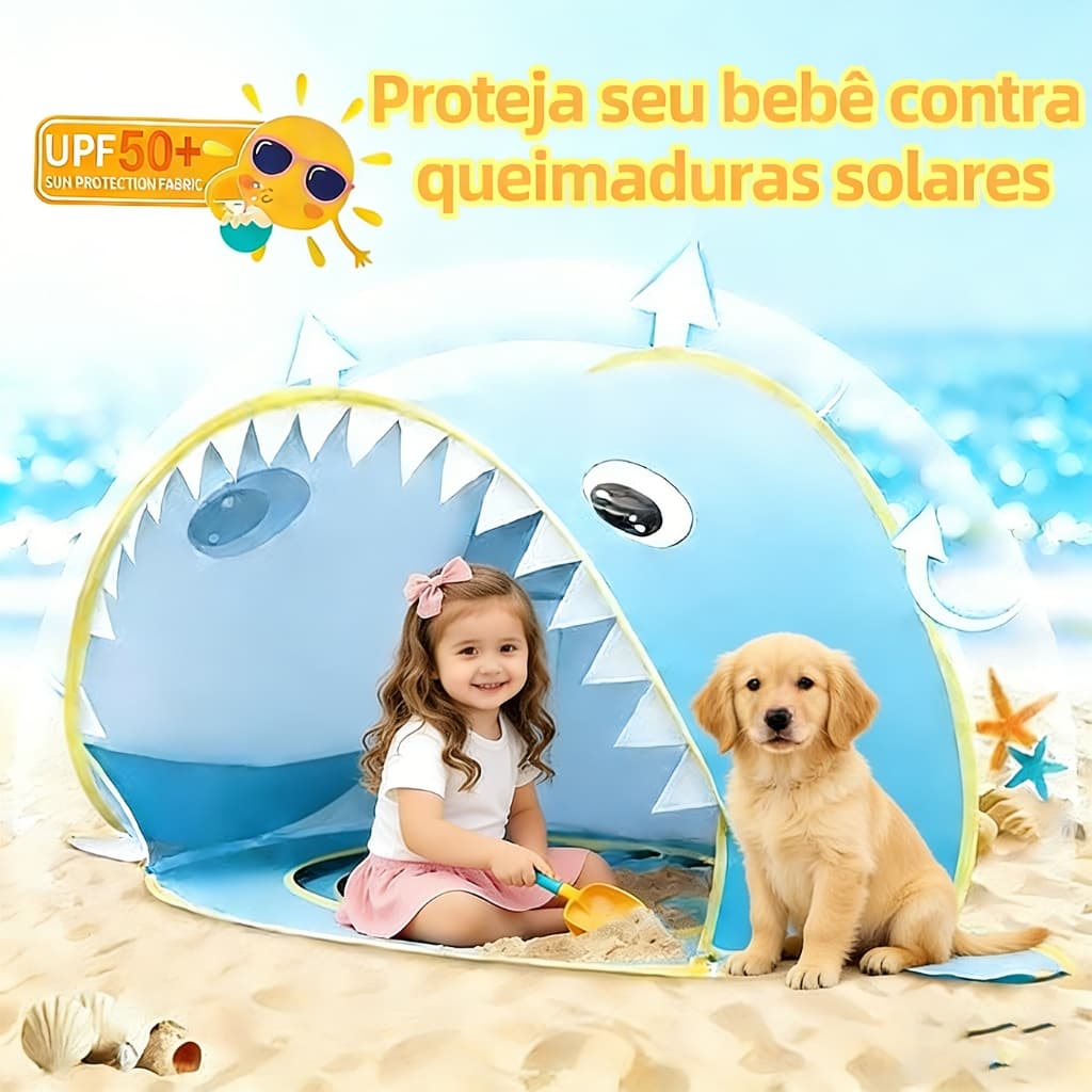 Barraca Infantil Praia Pop Up Proteção UV, Impermeável Tenda para Piscina e Brincadeiras Presente