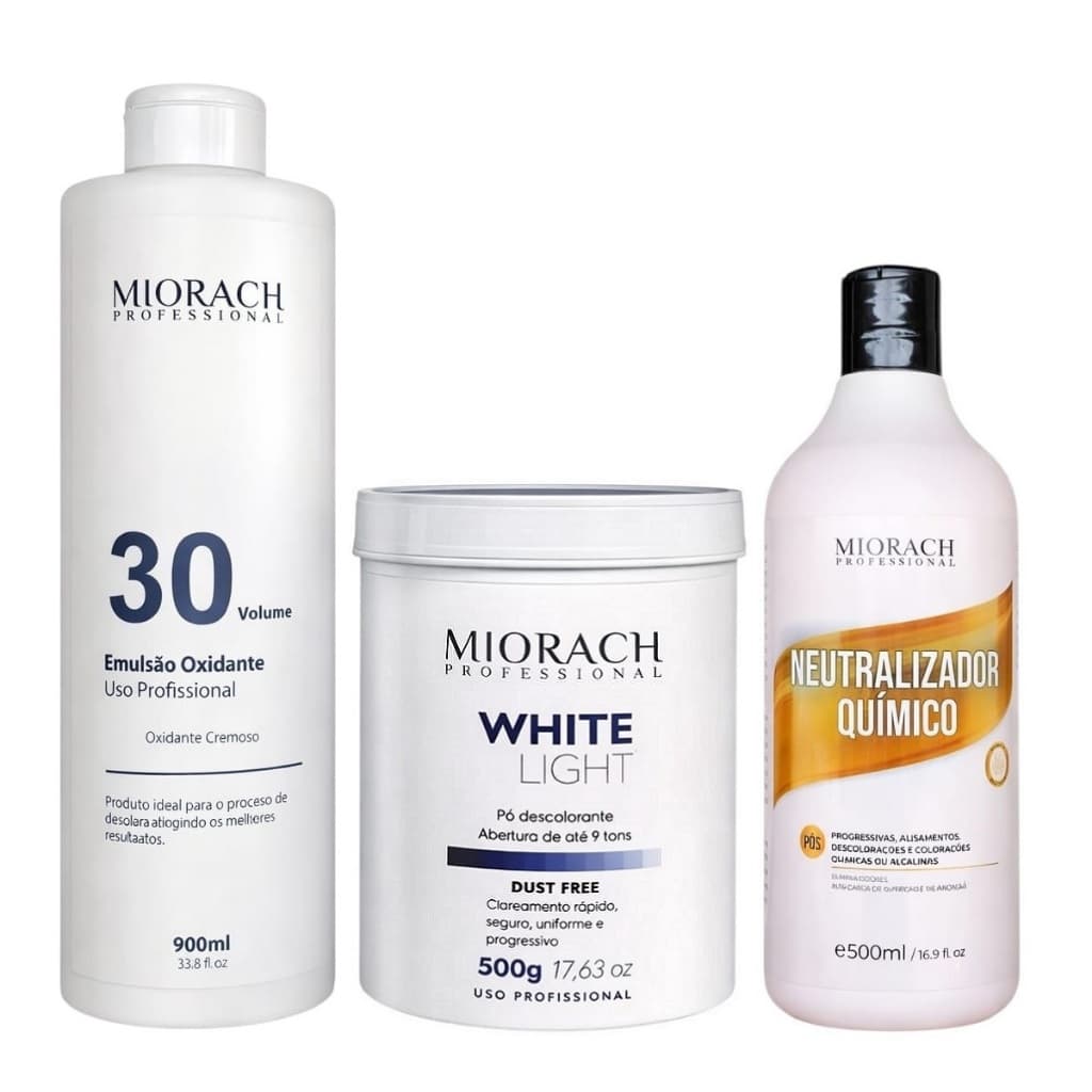 Miorach Neutralizador Quimico + Pó Branco + ox 30 Kit 3x1 Completo.NF