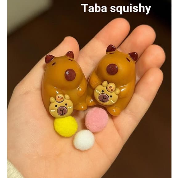 2 Taba Squishy slime apertar brinquedo puxar capivara