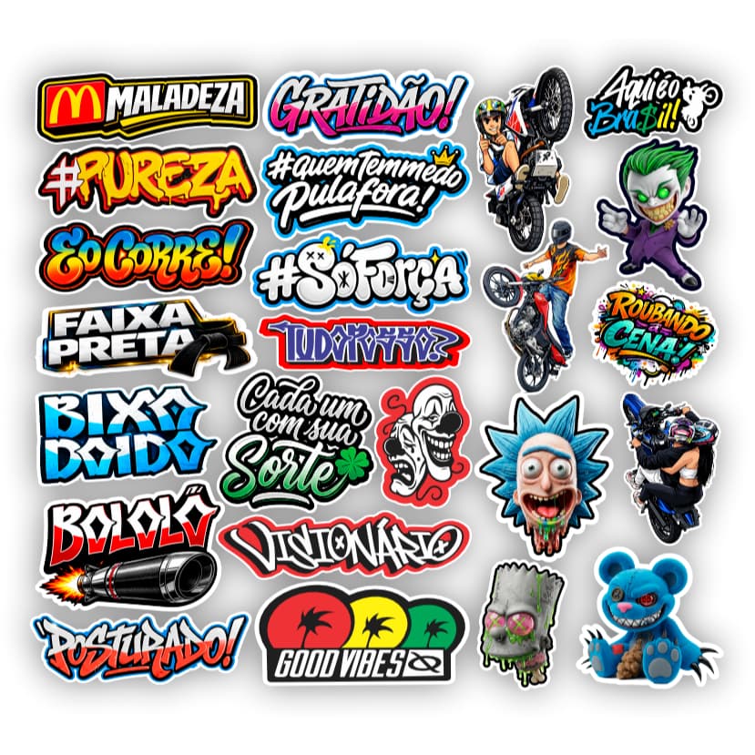 Adesivos Figurinhas Grau para Bike Carro Moto Capacete Mandrake Minas - Frases 244 - A PROVA D'AGUA M38 top