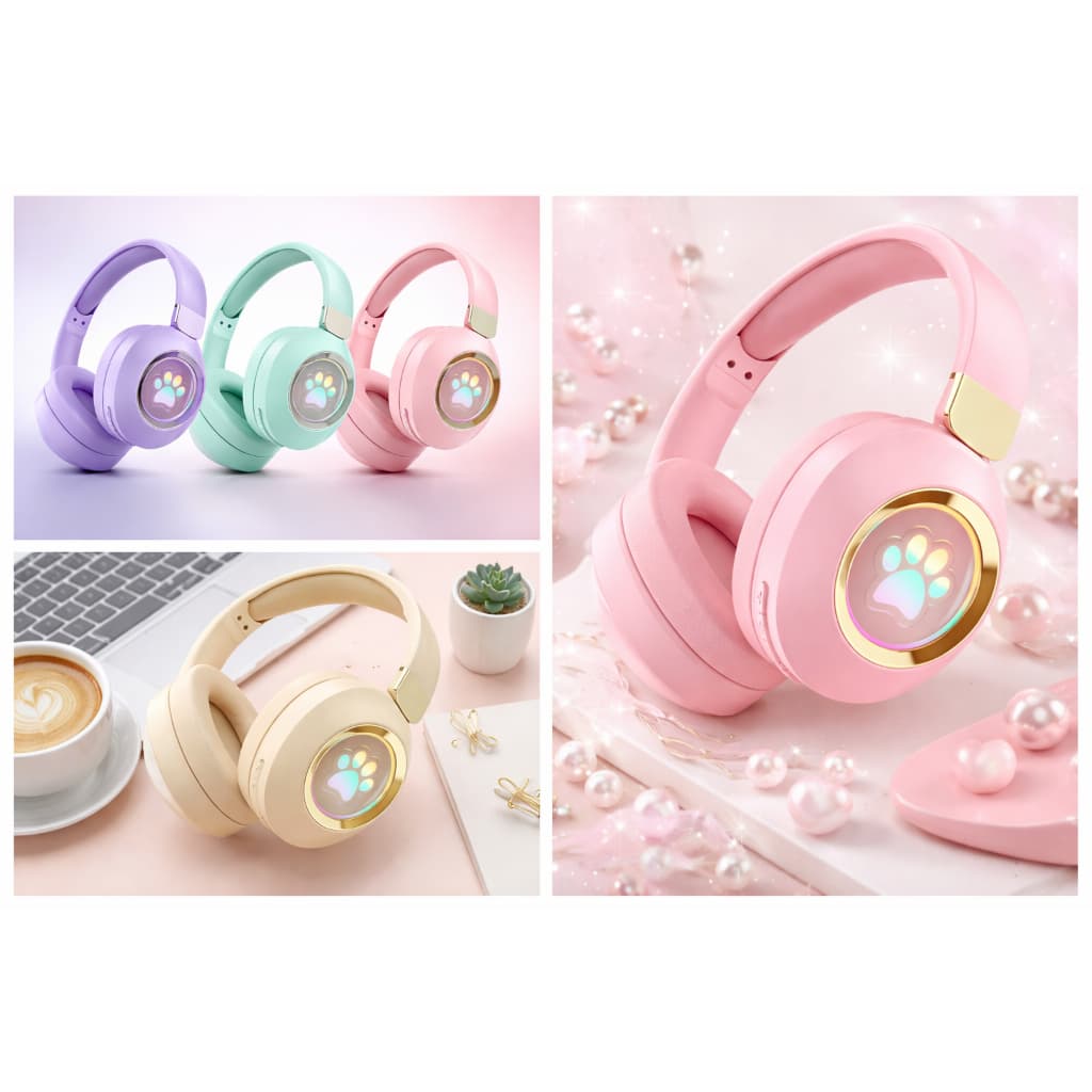 🎧🐾Fone de Ouvido Bluetooth Wireless Desenho PATA PET T&Z ST-856