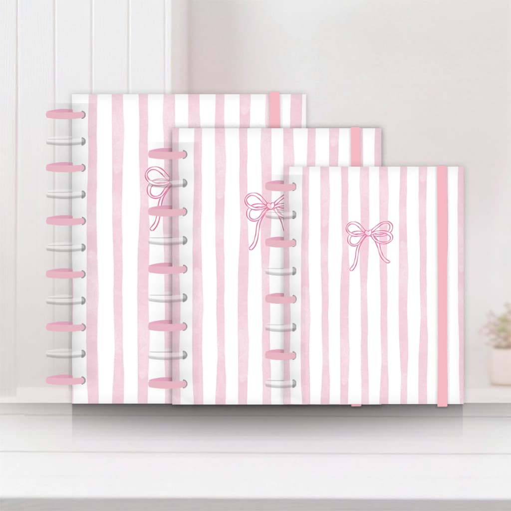 Caderno De Discos inteligente Classic - Laço Rosa - Moreih Paper