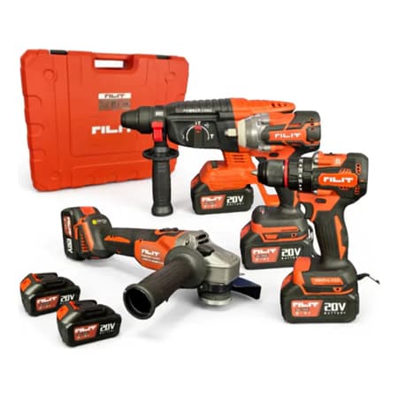Kit Multi Ferramentas Brushless 4 em 1 RILIT 20V 2 Baterias Bivolt + Maleta Completa
