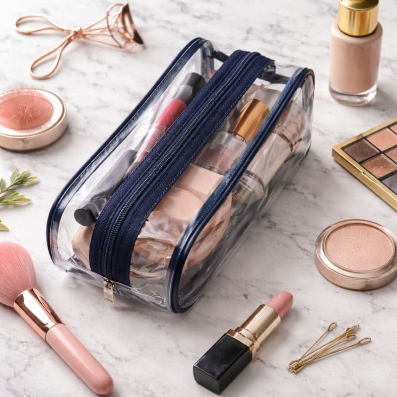 Nécessaire em plástico transparente GRANDE para viagem maquiagem, remédio ites de higiene pessoal shampoo