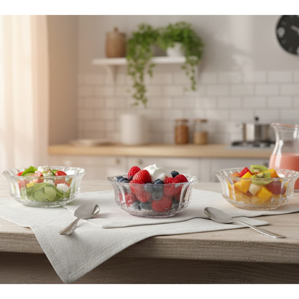 Conjunto 3 Bowl Vidro Alexa Saladeira Tigela Sobremesa Travessa Cozinha Resistente