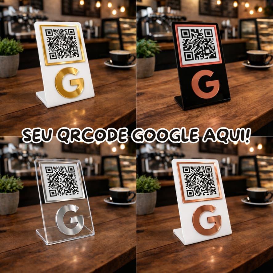 Placa PARA QRCODE de ACRÍLICO GOOGLE - Várias Cores! Rose, Dourado, Prateado e muito MAIS!