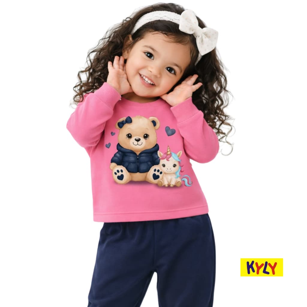 Conjunto Infantil moletom flanelado menina Kyly tamanho 1 ao 3 1001508