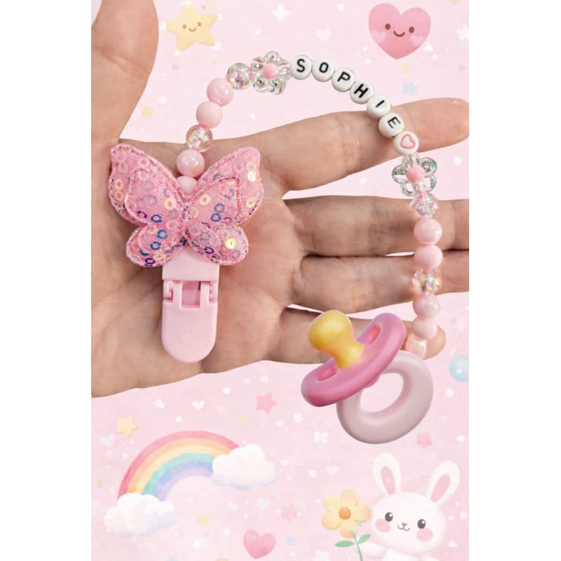 Prendedor de Chupeta personalizado(borboleta)jardim encantado