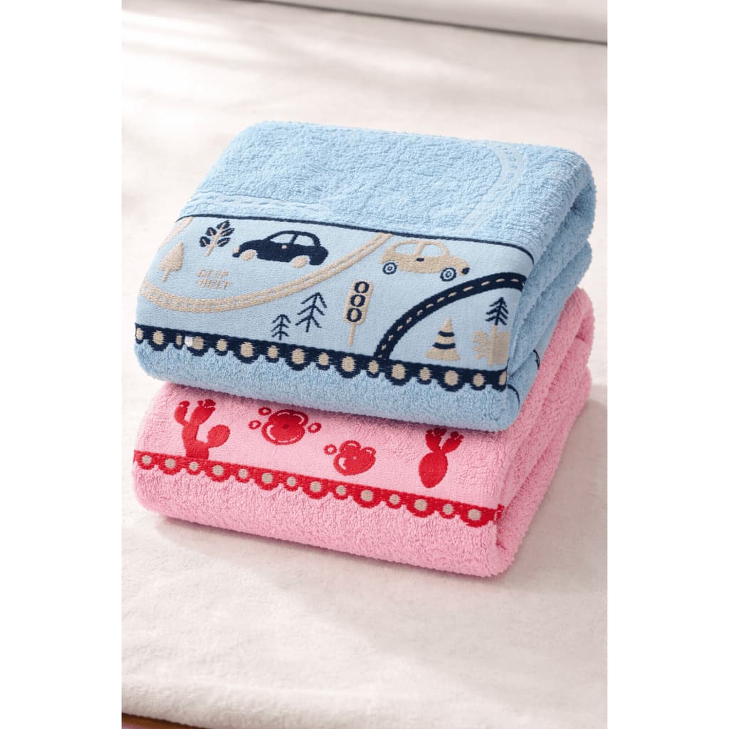 Kit 2 Toalhas de Banho Infantil Puppy Jacquard Algodão Premium 380g 70 x 1,25m Menino Menina Criança