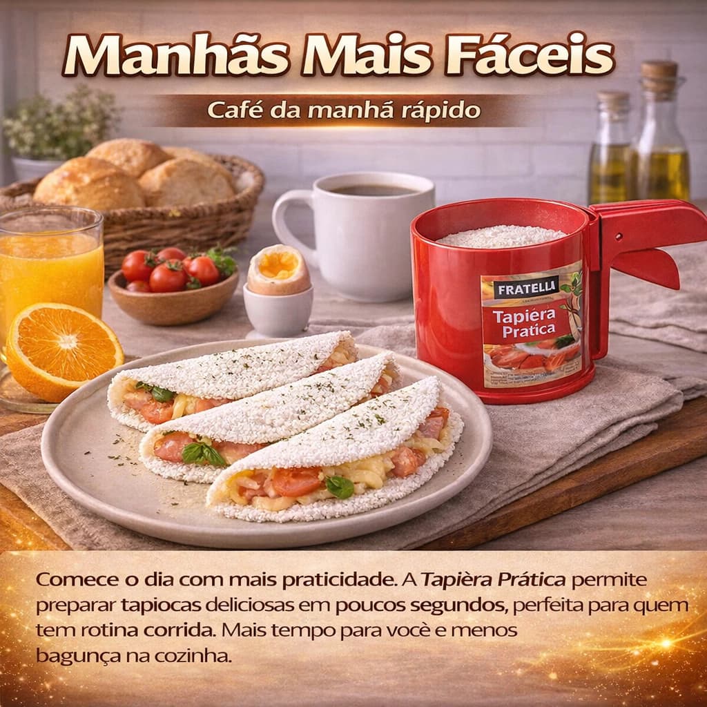 Tapioqueira Manual com Alça e Peneira para uma Tapioca Perfeita, Fácil de fazer e Sem Sujeira